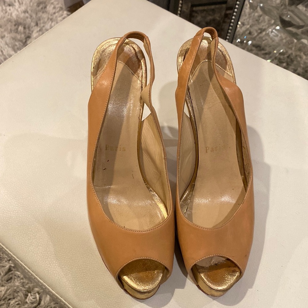 Christian louboutin platform sling backs